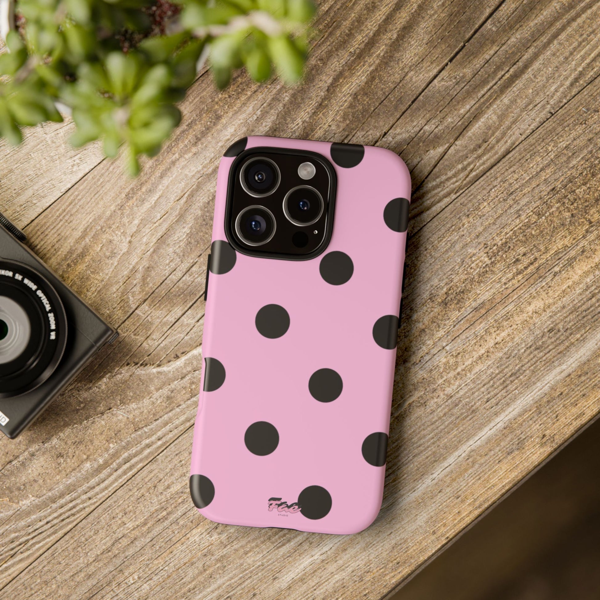 dark pink polka dot case