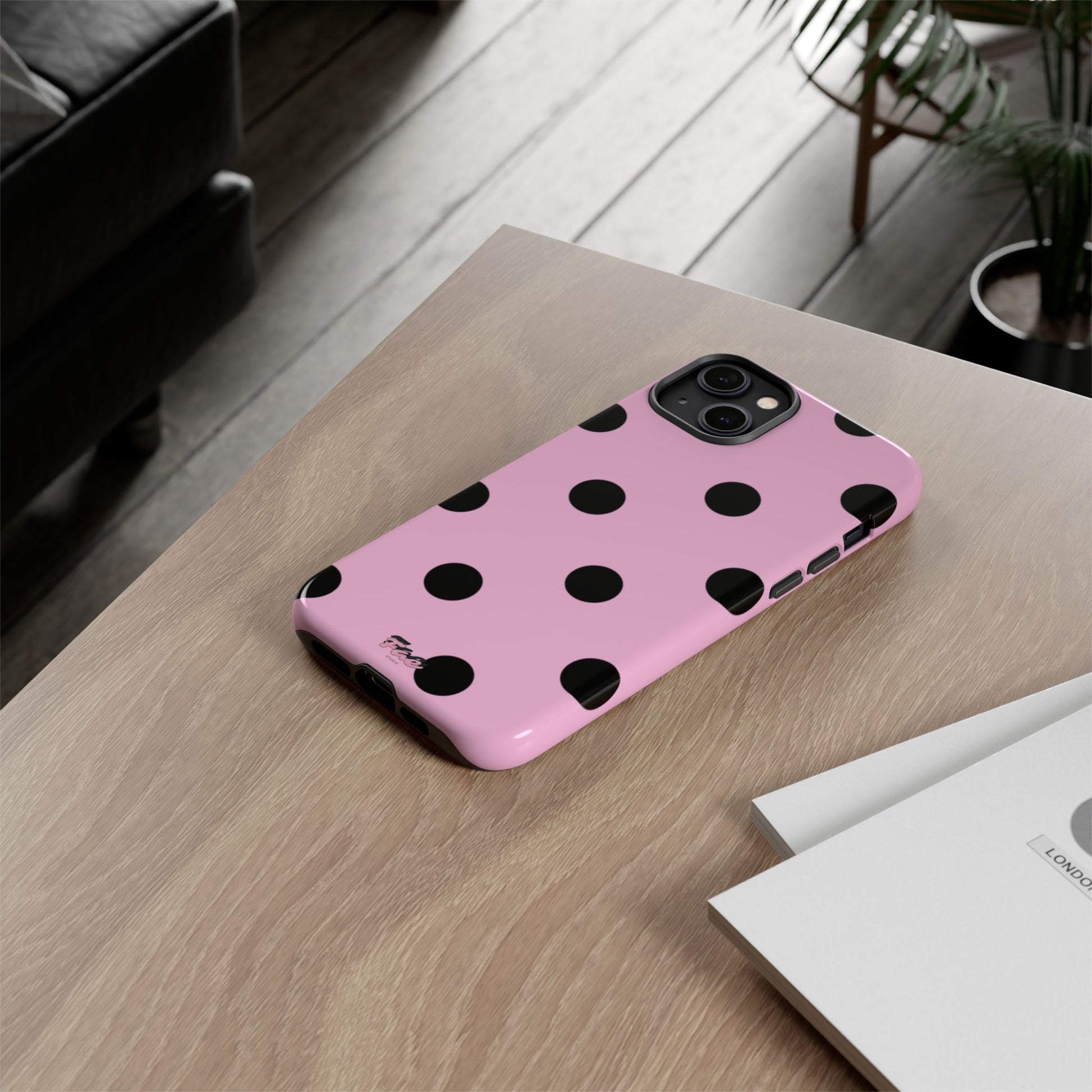dark pink polka dot case