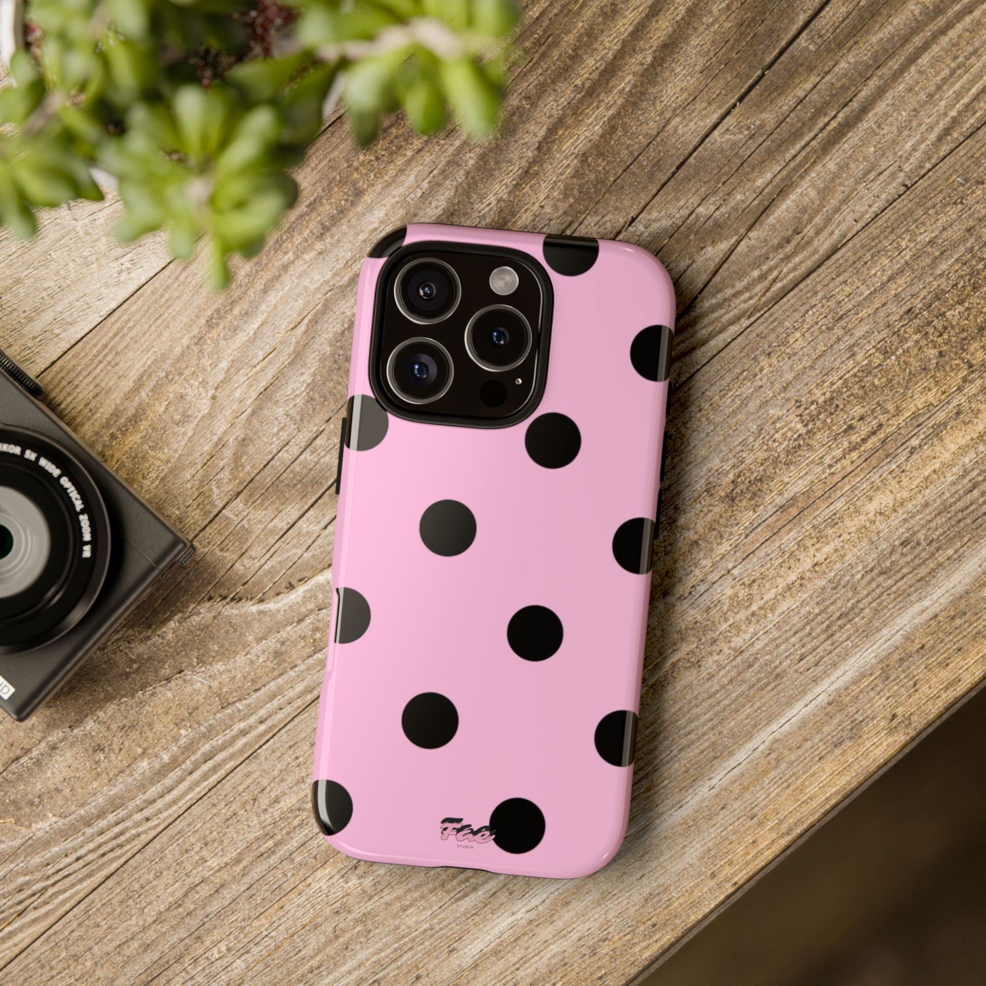 dark pink polka dot case