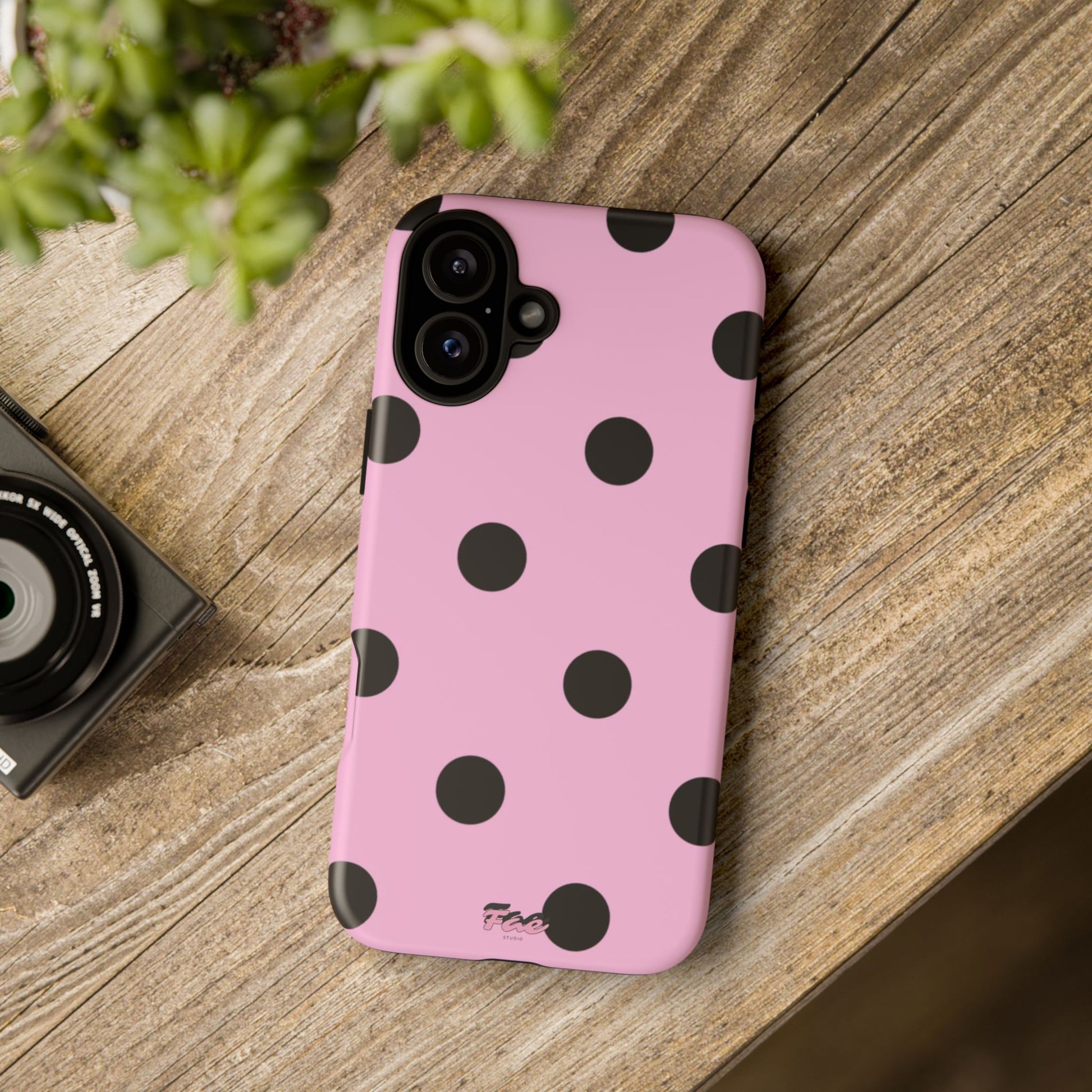 dark pink polka dot case
