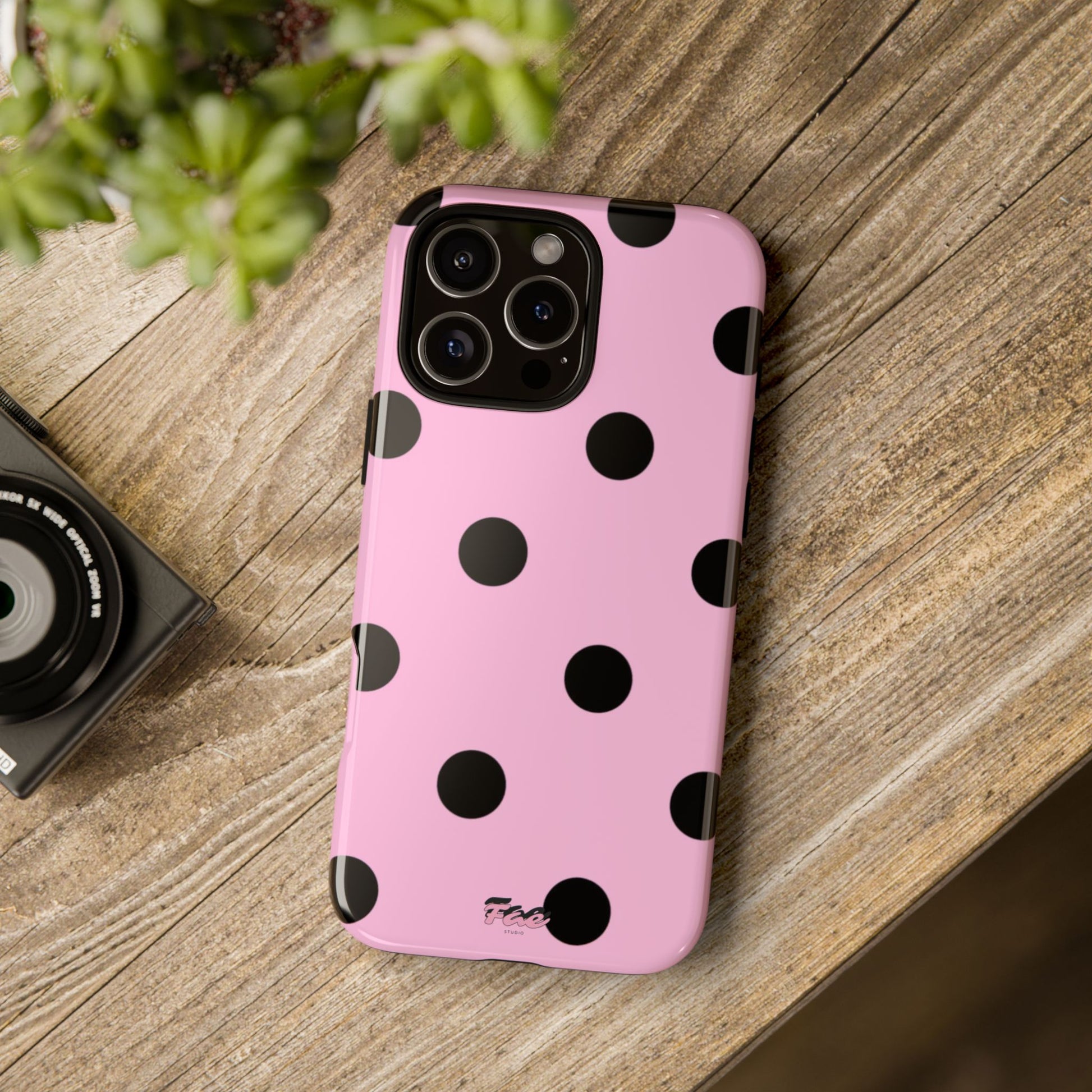 dark pink polka dot case